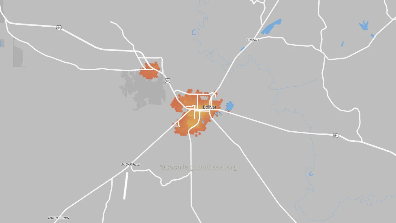 Bike Grade map of 38008, TN