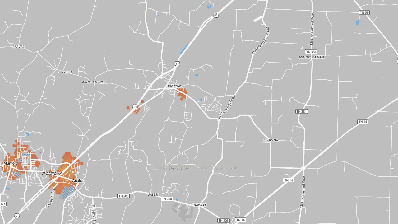 Bike Grade map of 38011, TN