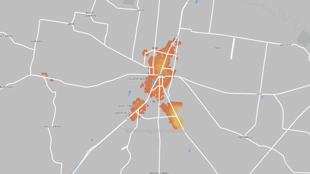 Bike Grade map of 38019, TN