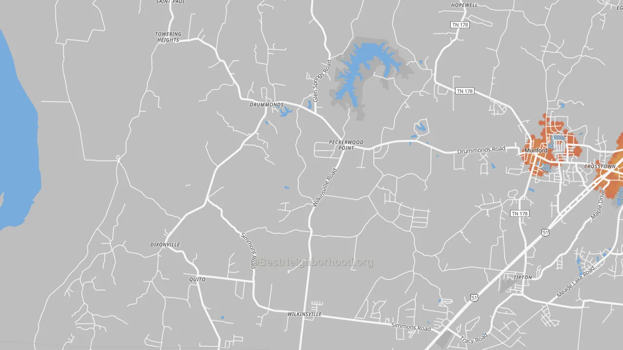 Bike Grade map of 38023, TN