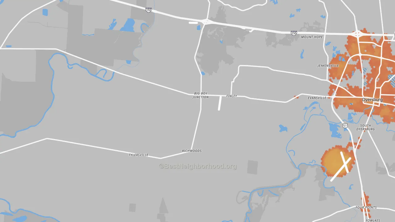Bike Grade map of 38030, TN