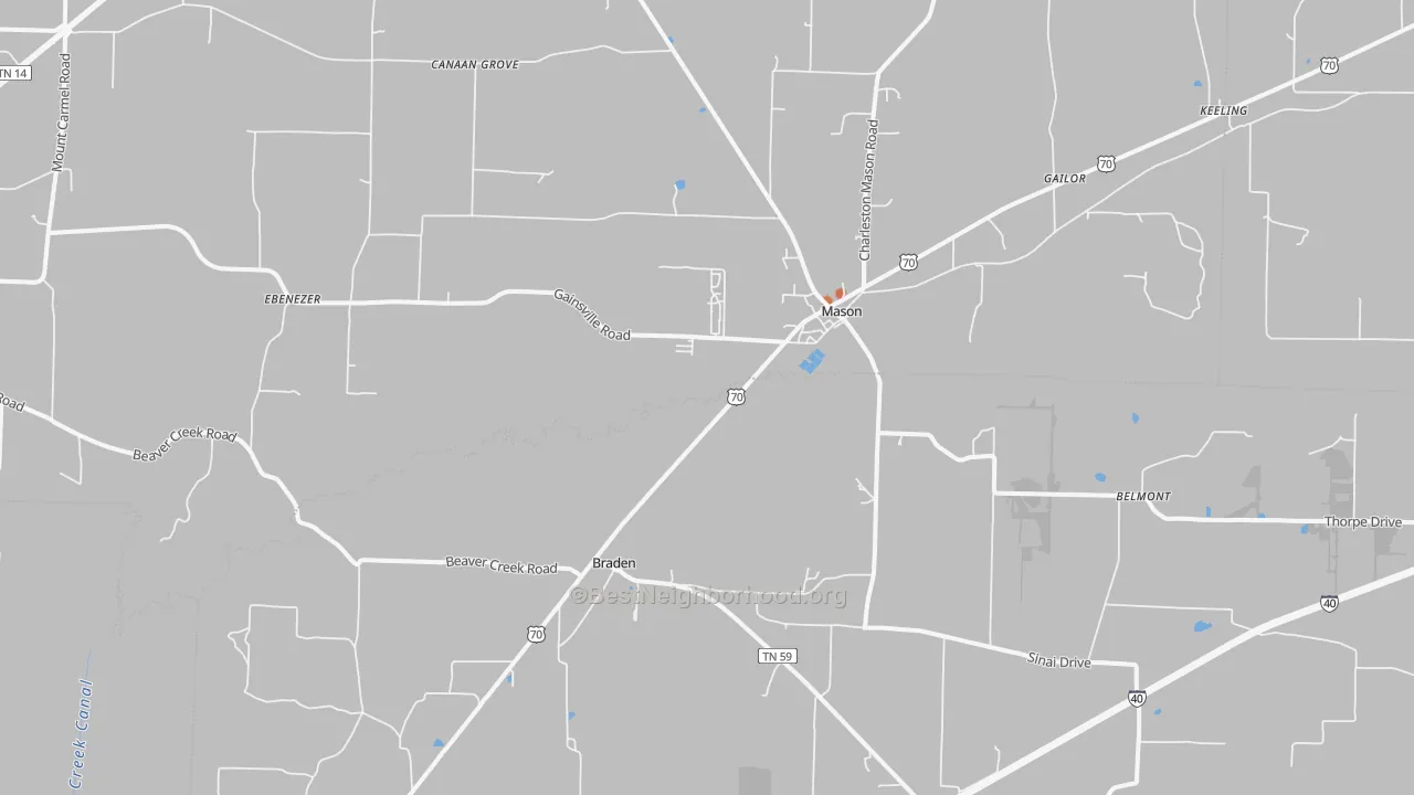 Bike Grade map of 38049, TN