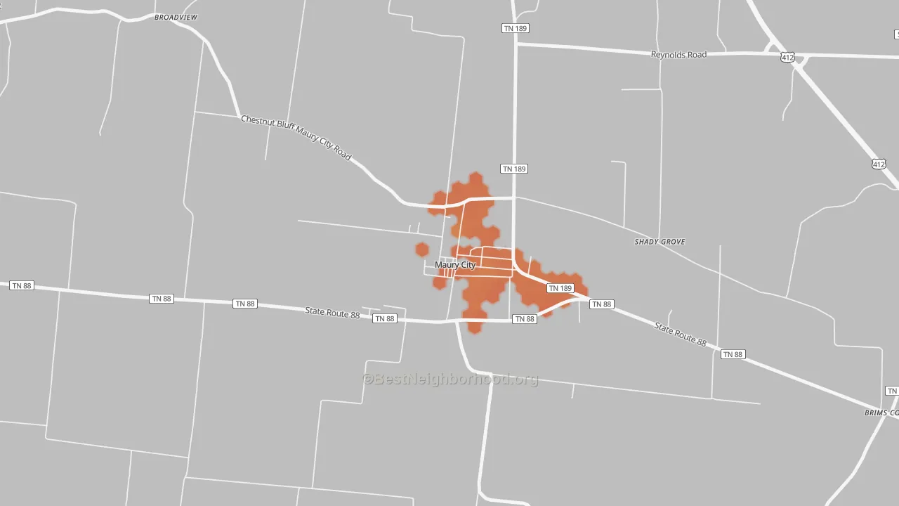 Bike Grade map of 38050, TN