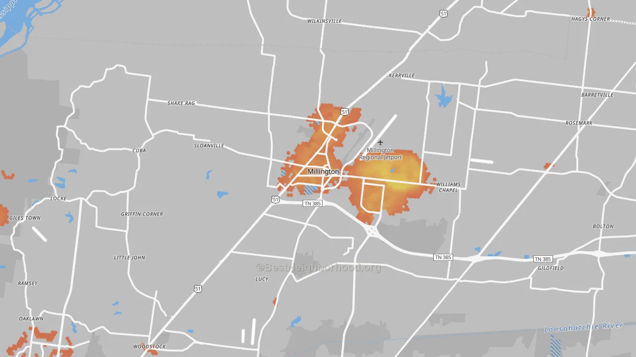 Bike Grade map of 38053, TN