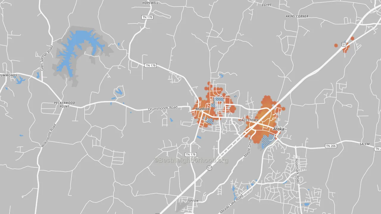 Bike Grade map of 38058, TN