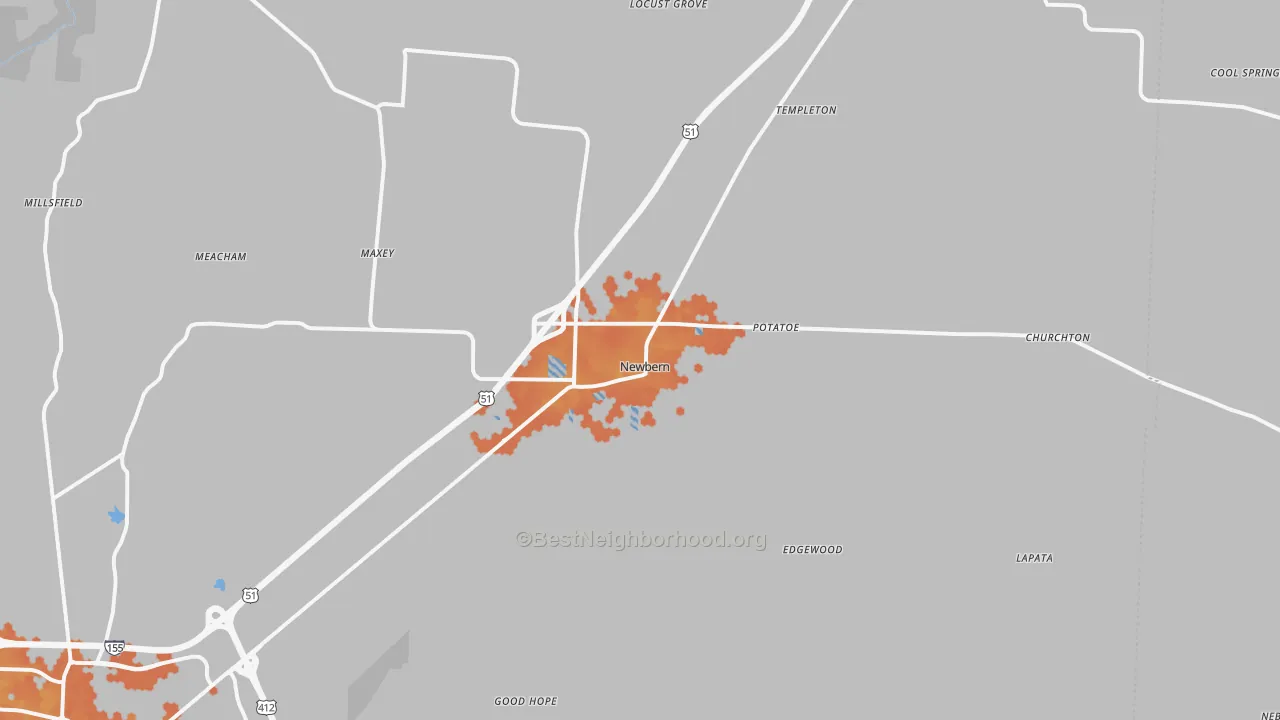 Bike Grade map of 38059, TN