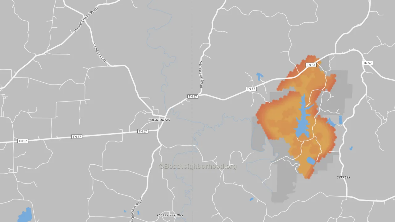 Bike Grade map of 38061, TN