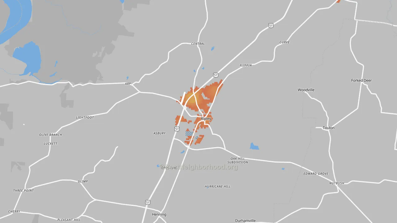 Bike Grade map of 38063, TN
