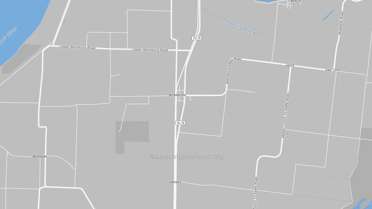 Bike Grade map of 38077, TN