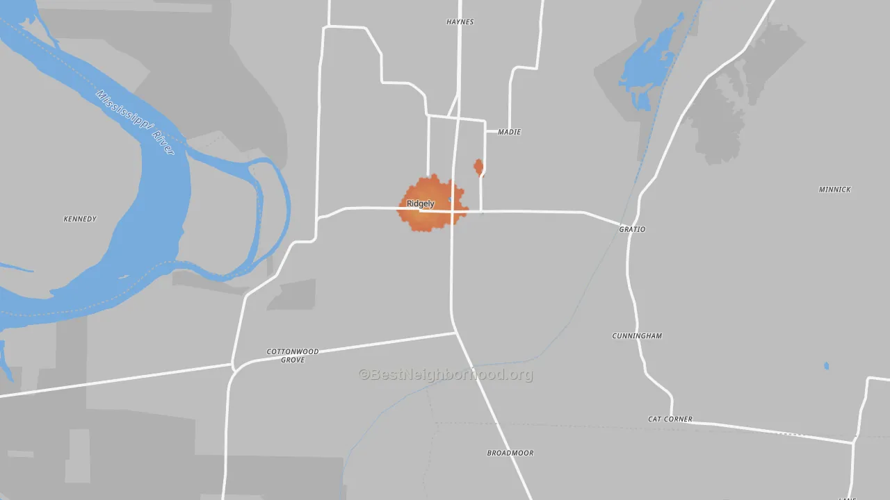Bike Grade map of 38080, TN
