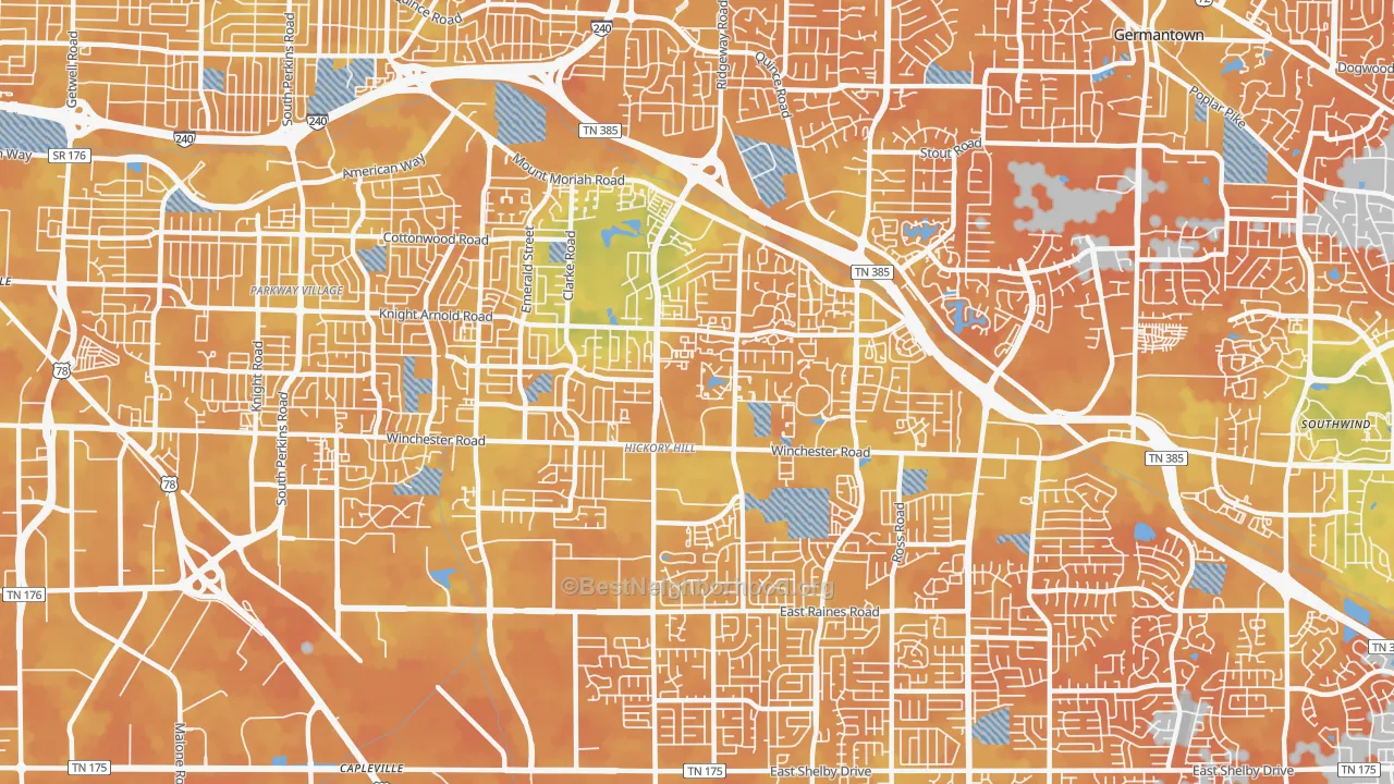 Bike Grade map of 38115, TN