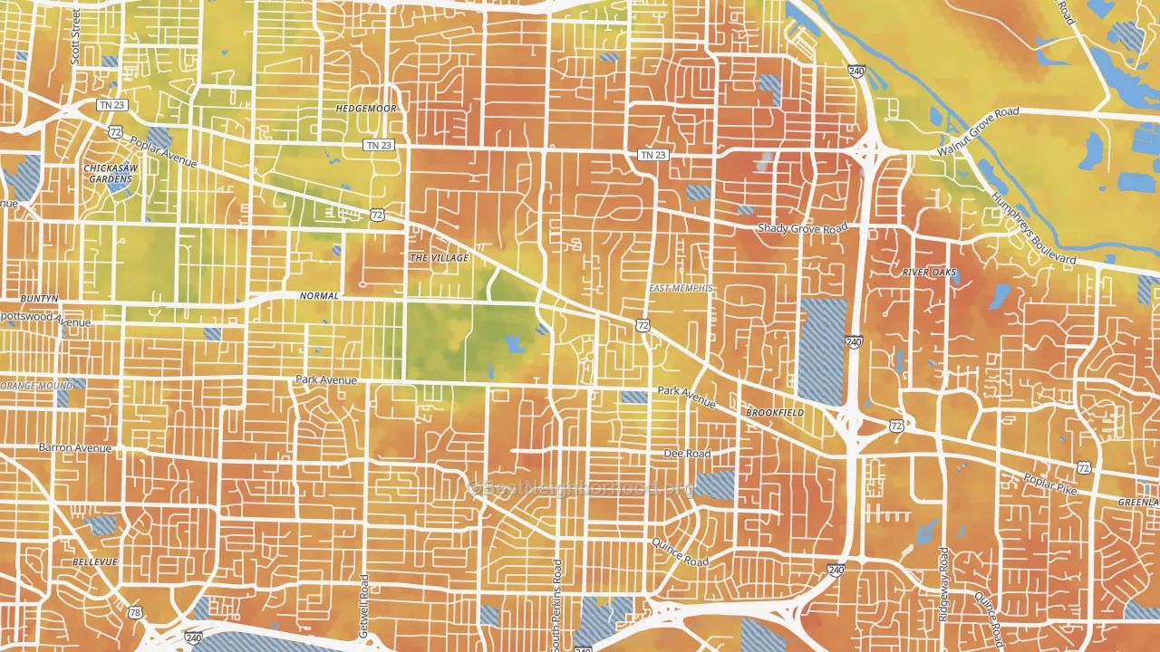 Bike Grade map of 38117, TN