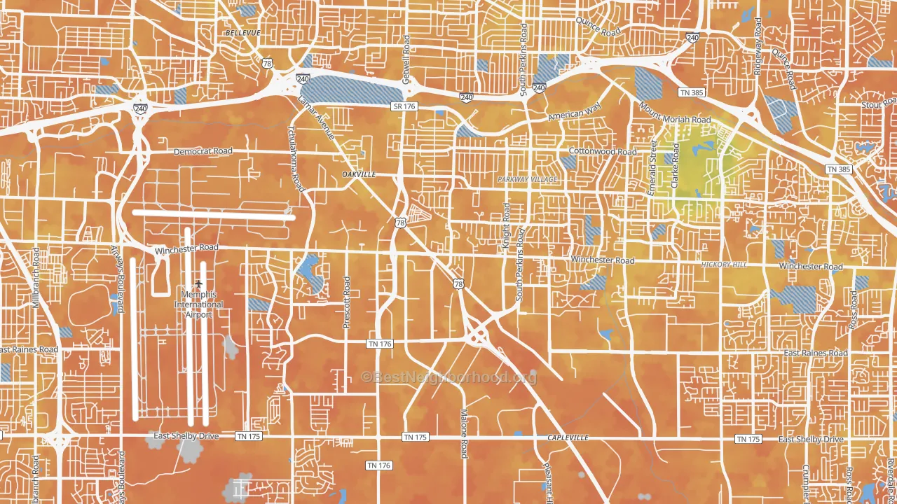 Bike Grade map of 38118, TN