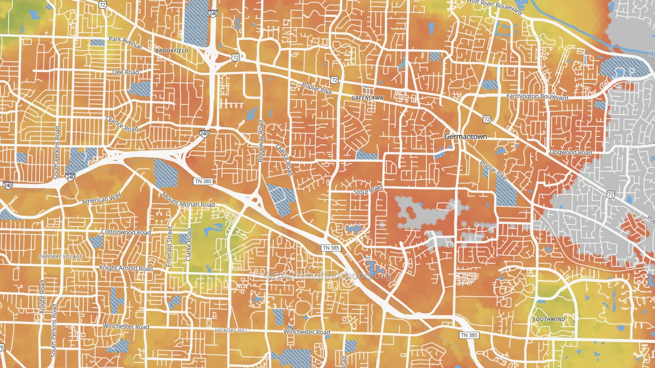 Bike Grade map of 38119, TN