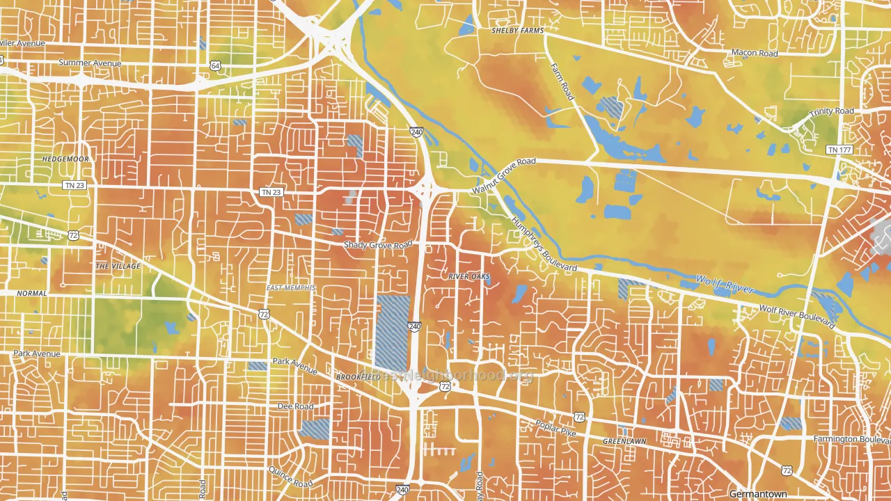 Bike Grade map of 38120, TN