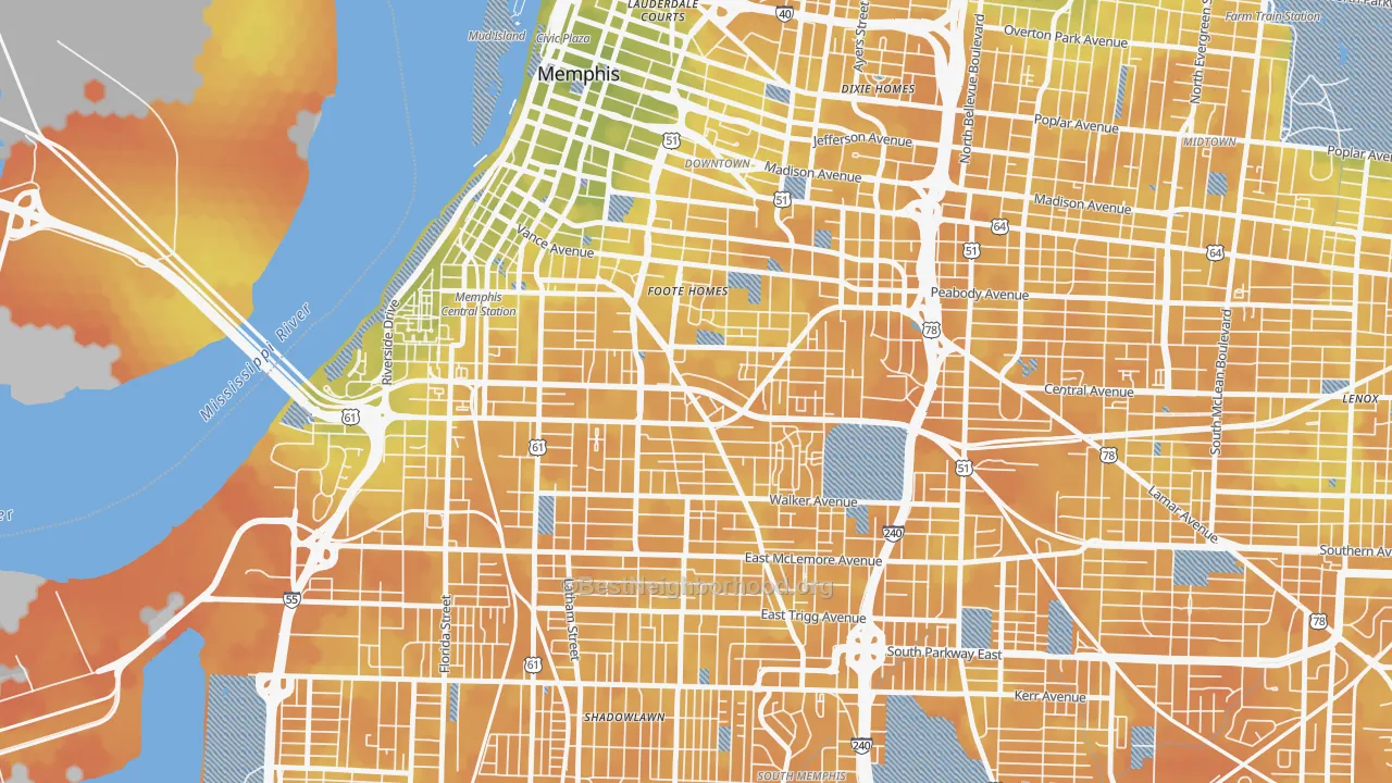 Bike Grade map of 38126, TN