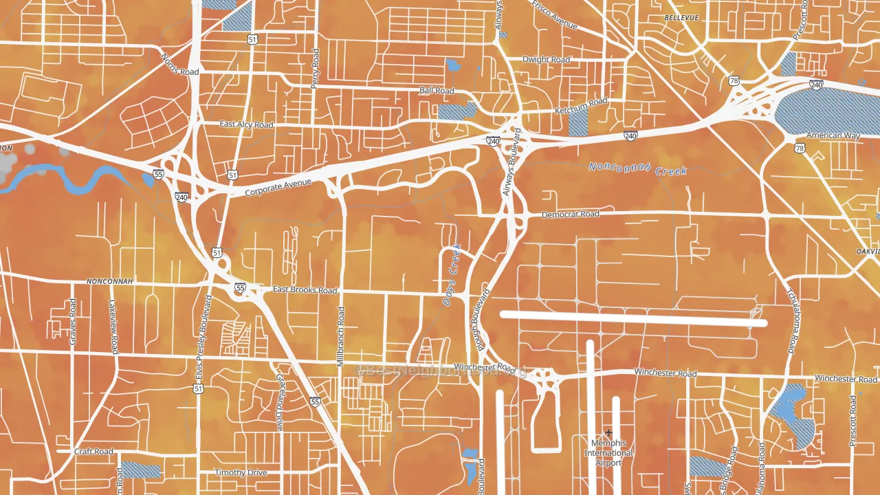 Bike Grade map of 38131, TN