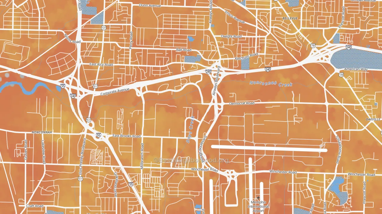 Bike Grade map of 38132, TN