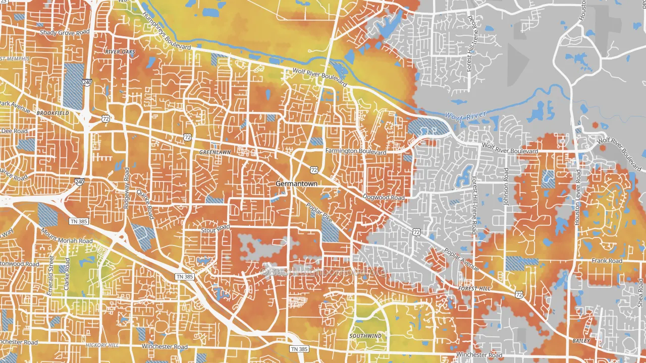 Bike Grade map of 38138, TN