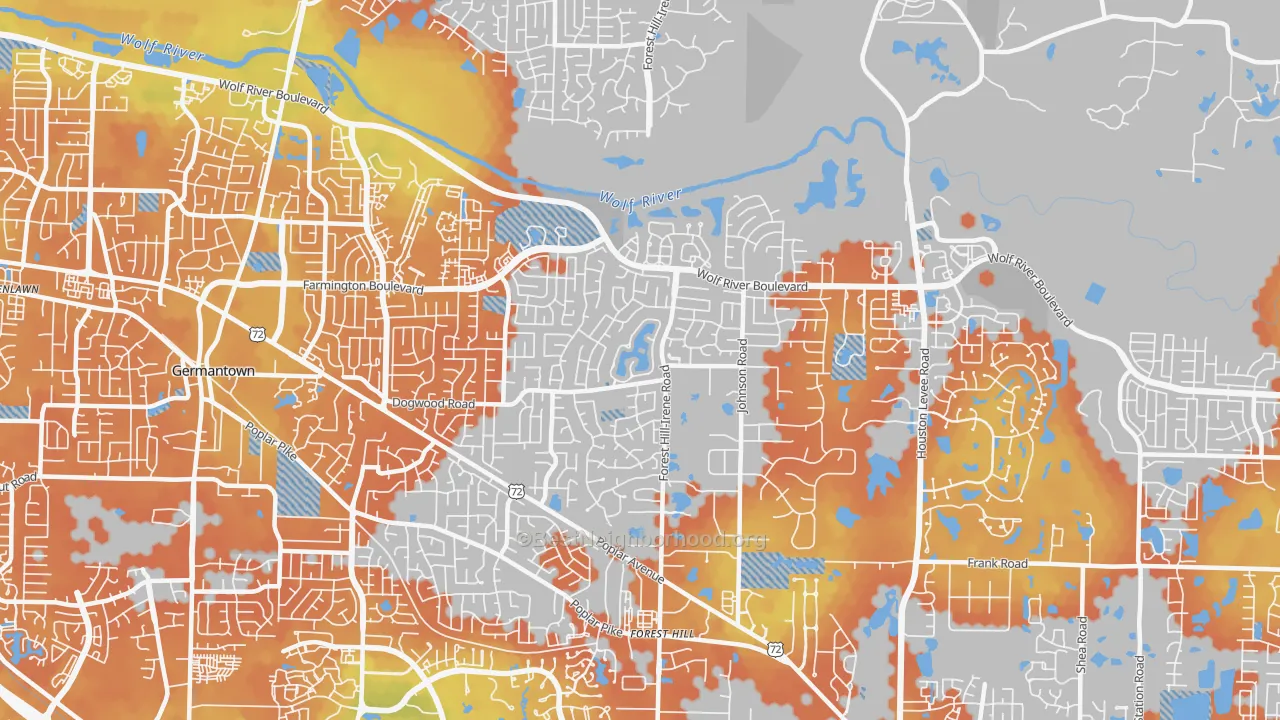 Bike Grade map of 38139, TN