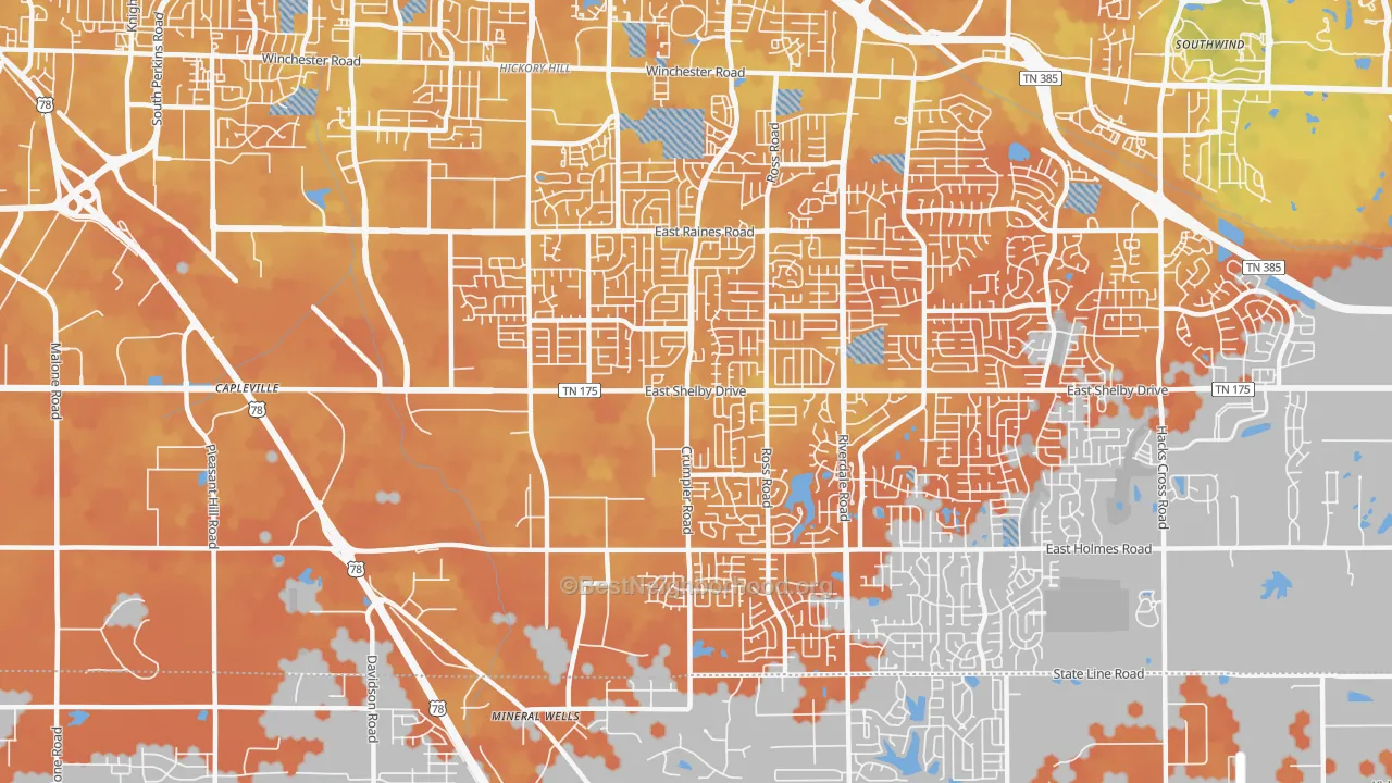 Bike Grade map of 38141, TN