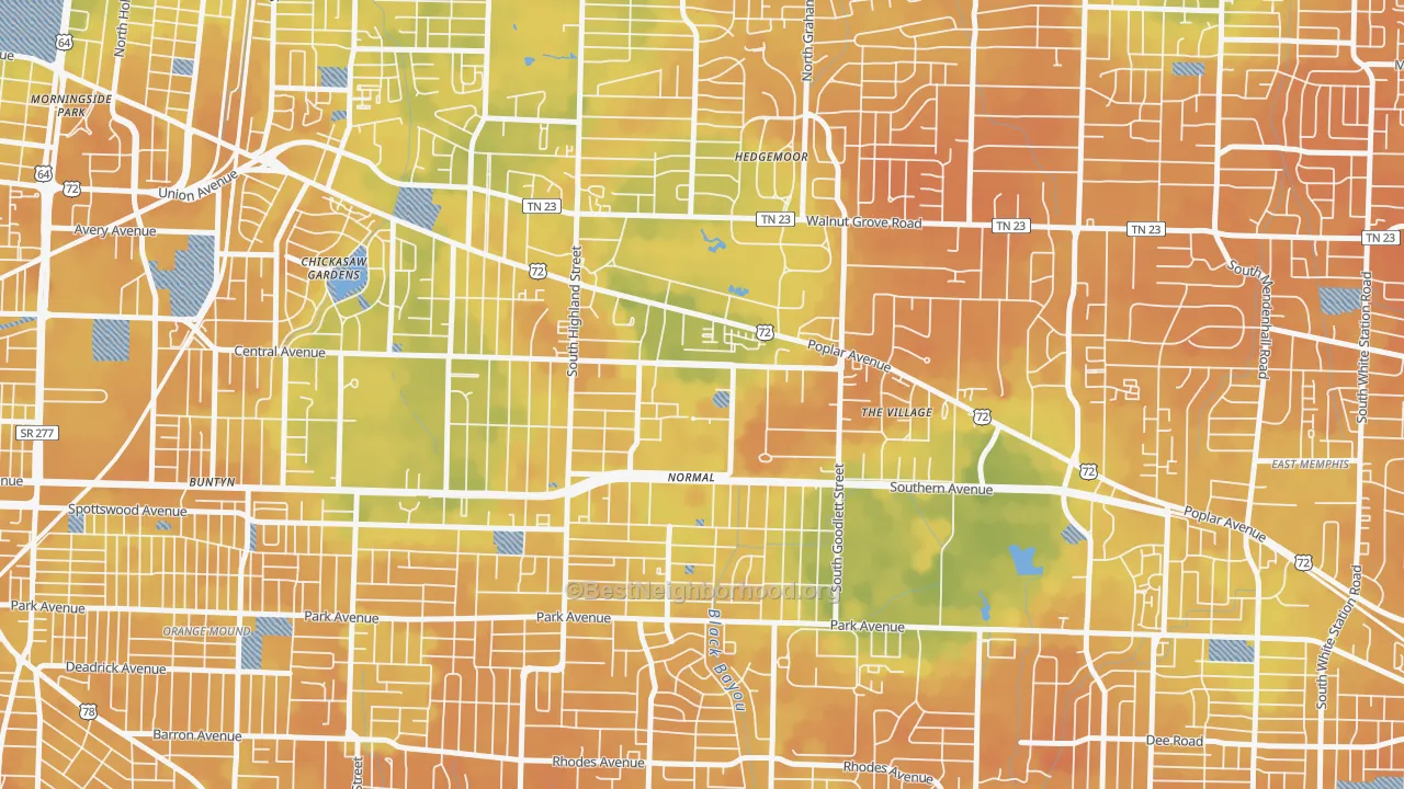 Bike Grade map of 38152, TN