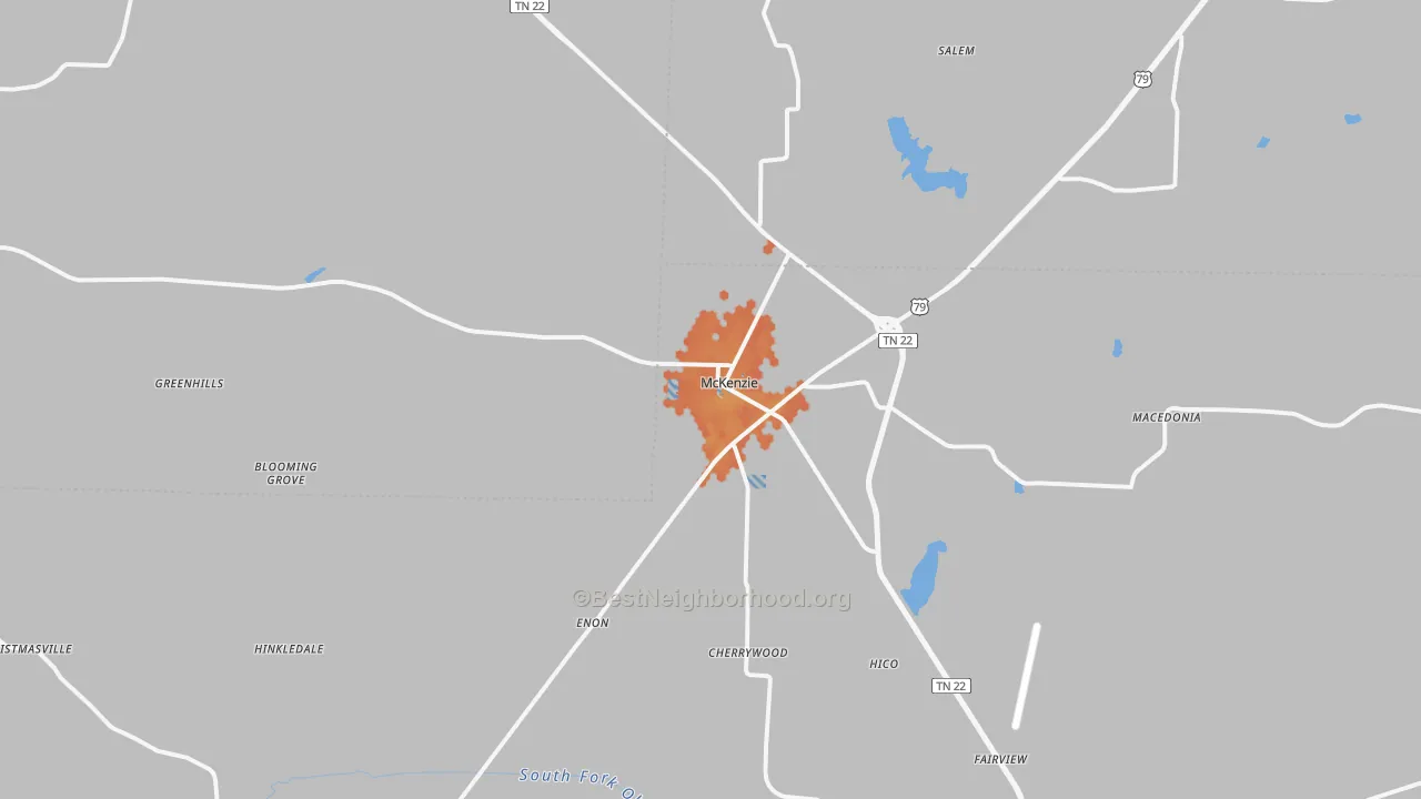 Bike Grade map of 38201, TN