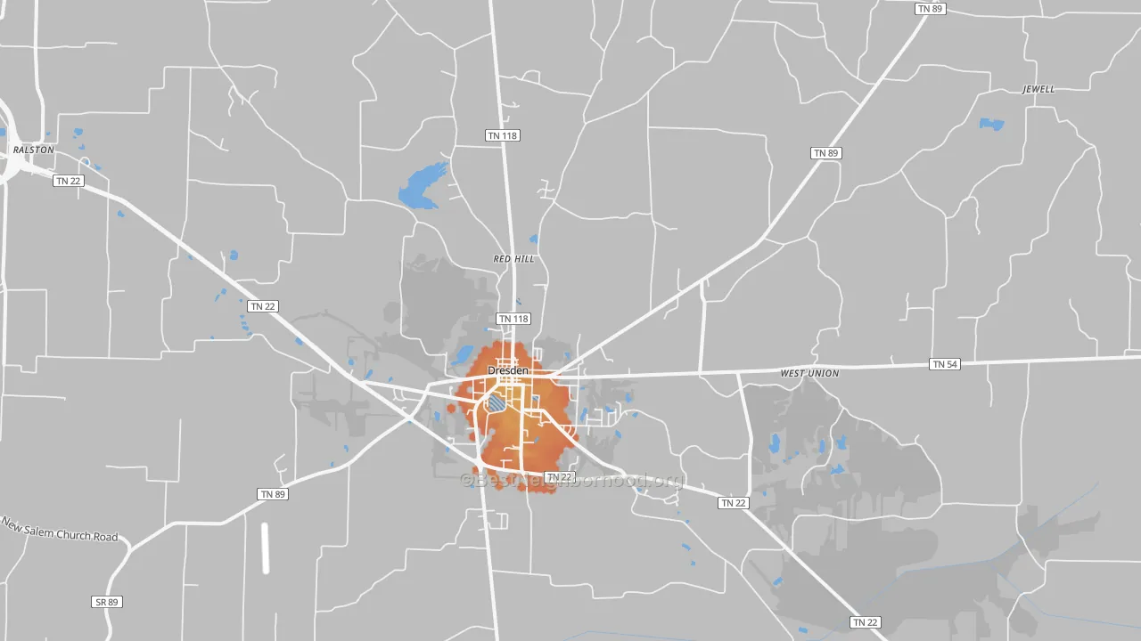 Bike Grade map of 38225, TN