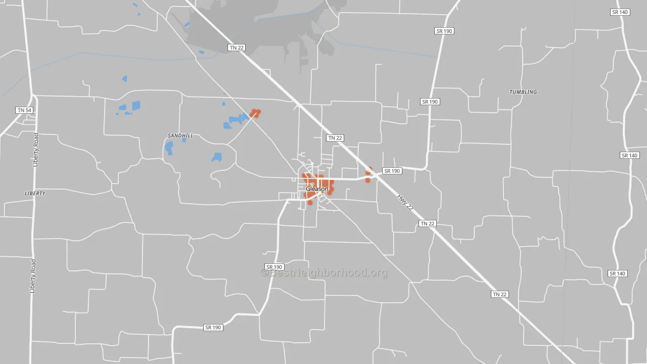 Bike Grade map of 38229, TN