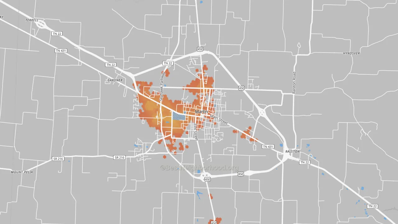 Bike Grade map of 38237, TN