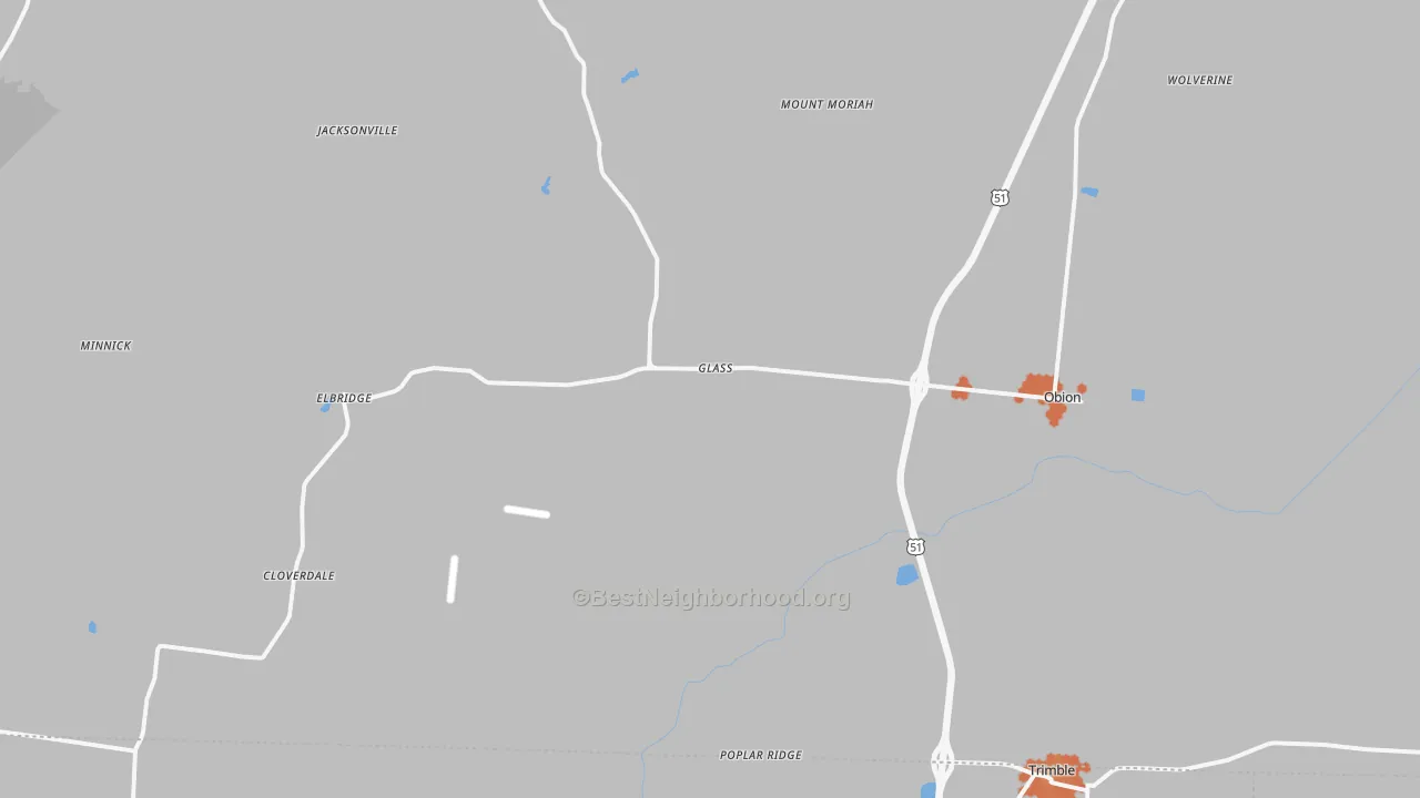 Bike Grade map of 38240, TN