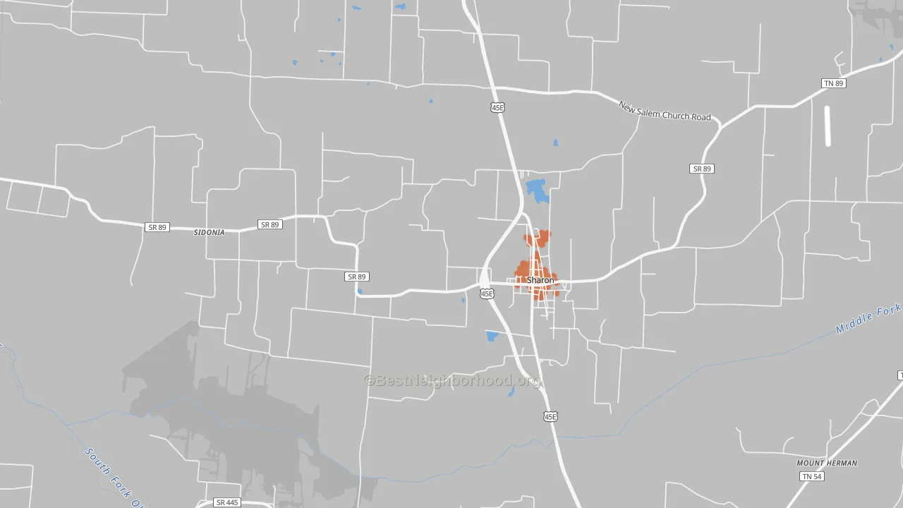 Bike Grade map of 38255, TN