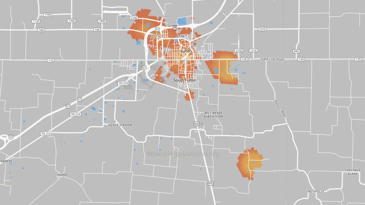 Bike Grade map of 38257, TN