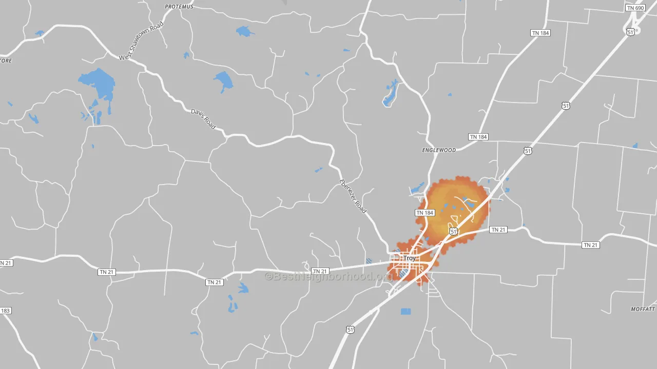 Bike Grade map of 38260, TN