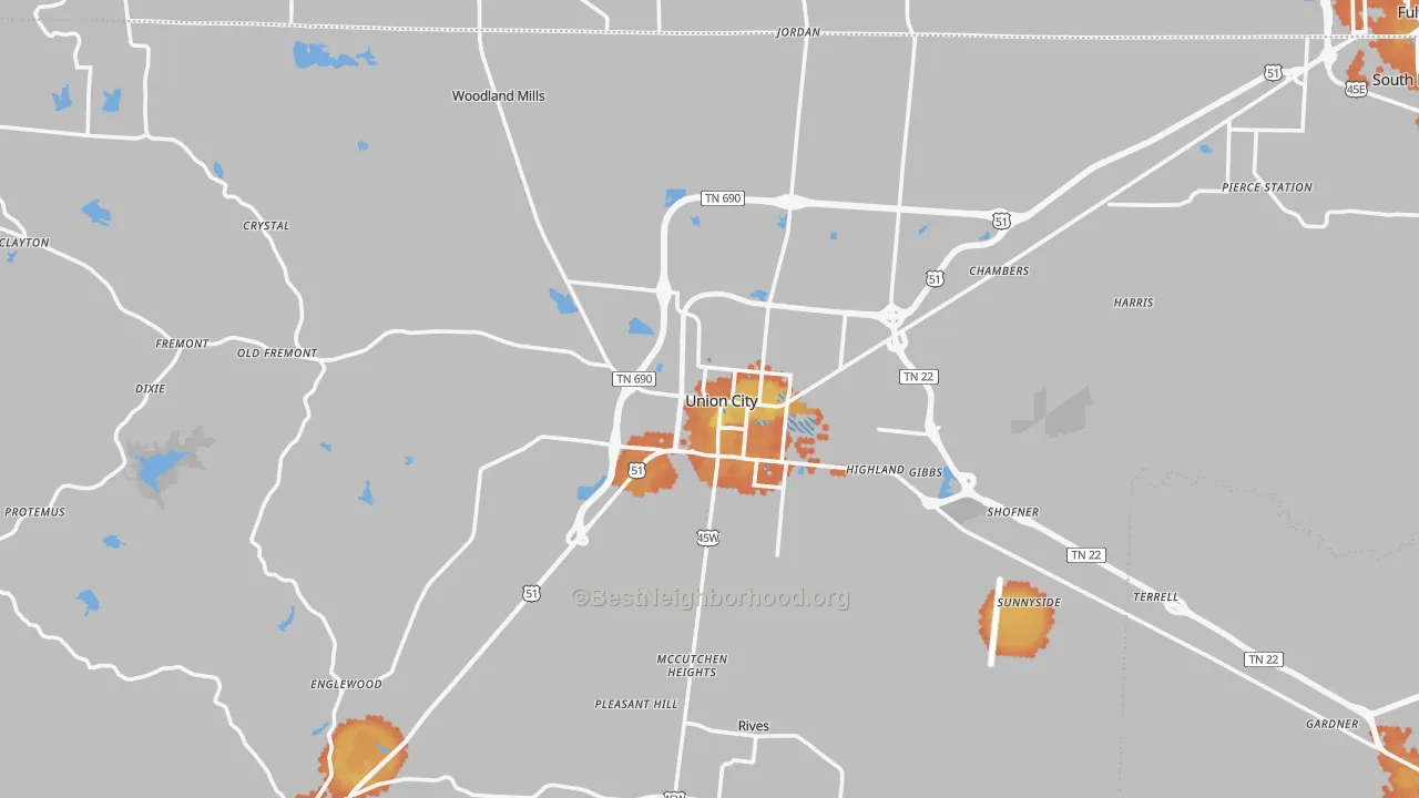 Bike Grade map of 38261, TN