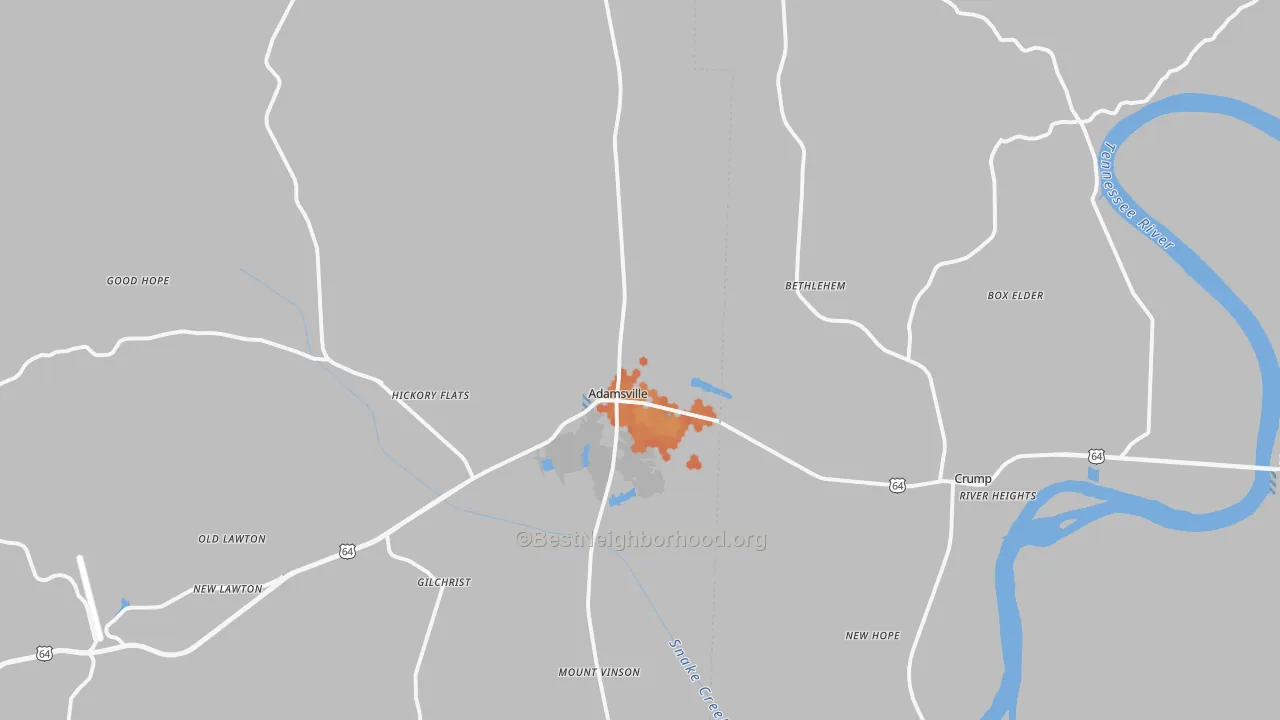 Bike Grade map of 38310, TN