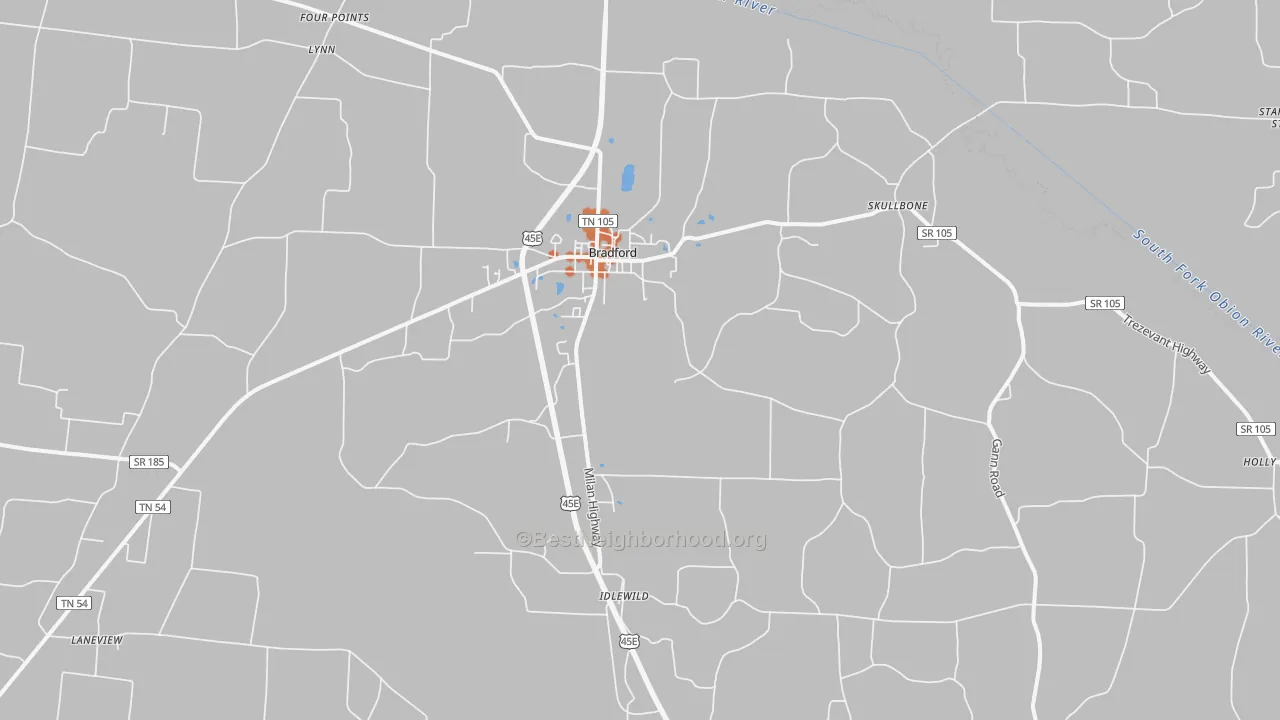 Bike Grade map of 38316, TN