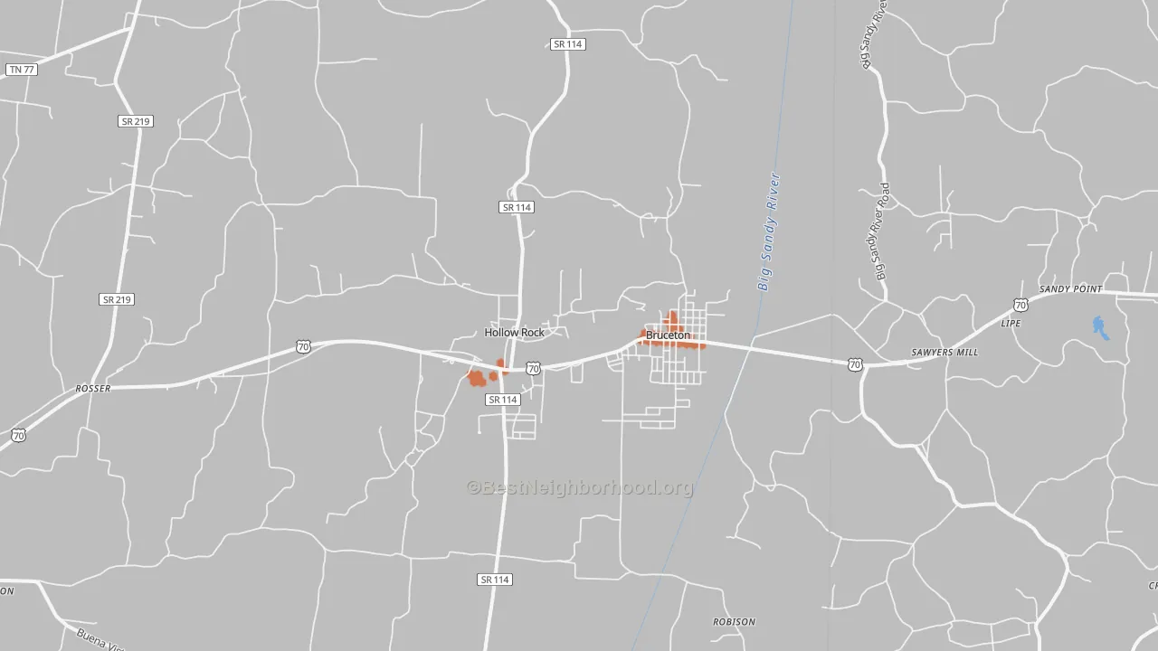 Bike Grade map of 38317, TN