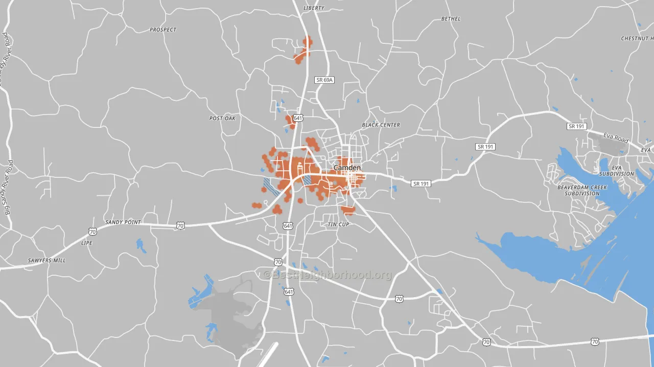 Bike Grade map of 38320, TN