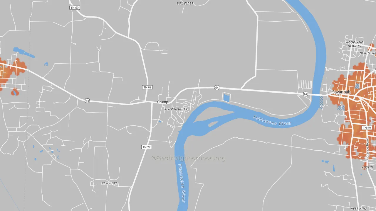 Bike Grade map of 38327, TN