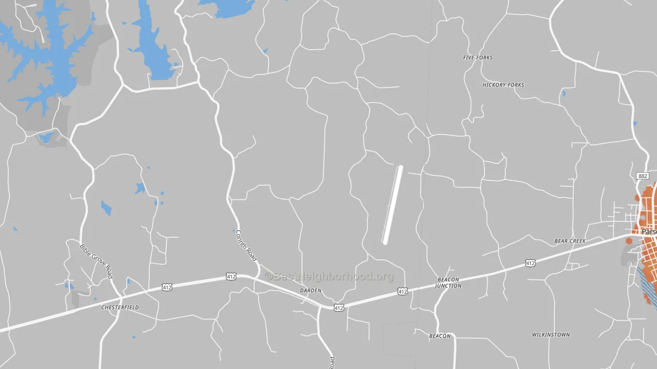 Bike Grade map of 38328, TN