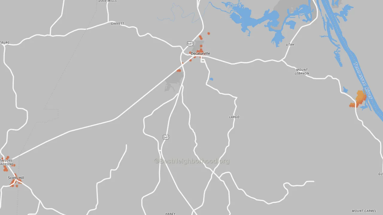 Bike Grade map of 38329, TN