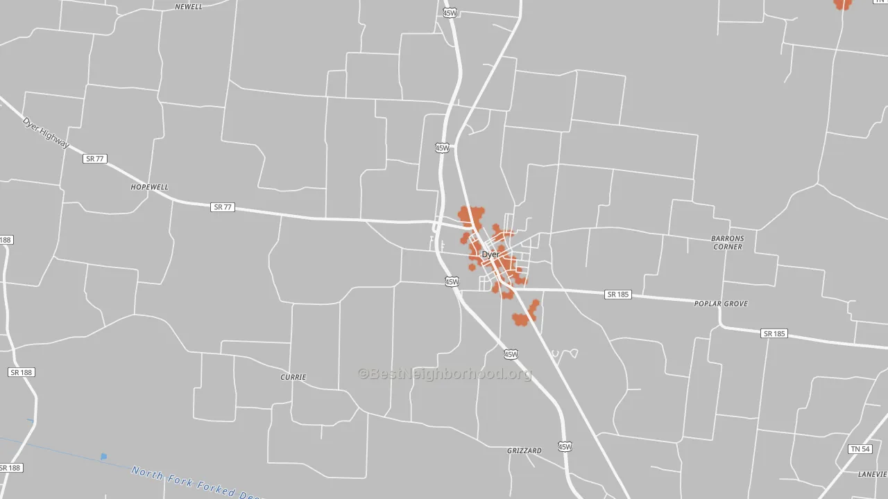 Bike Grade map of 38330, TN