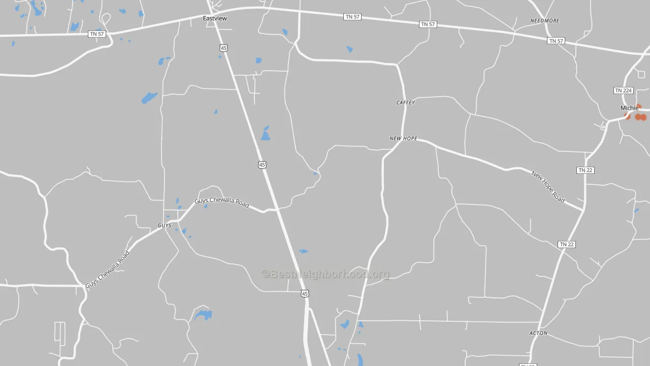 Bike Grade map of 38339, TN