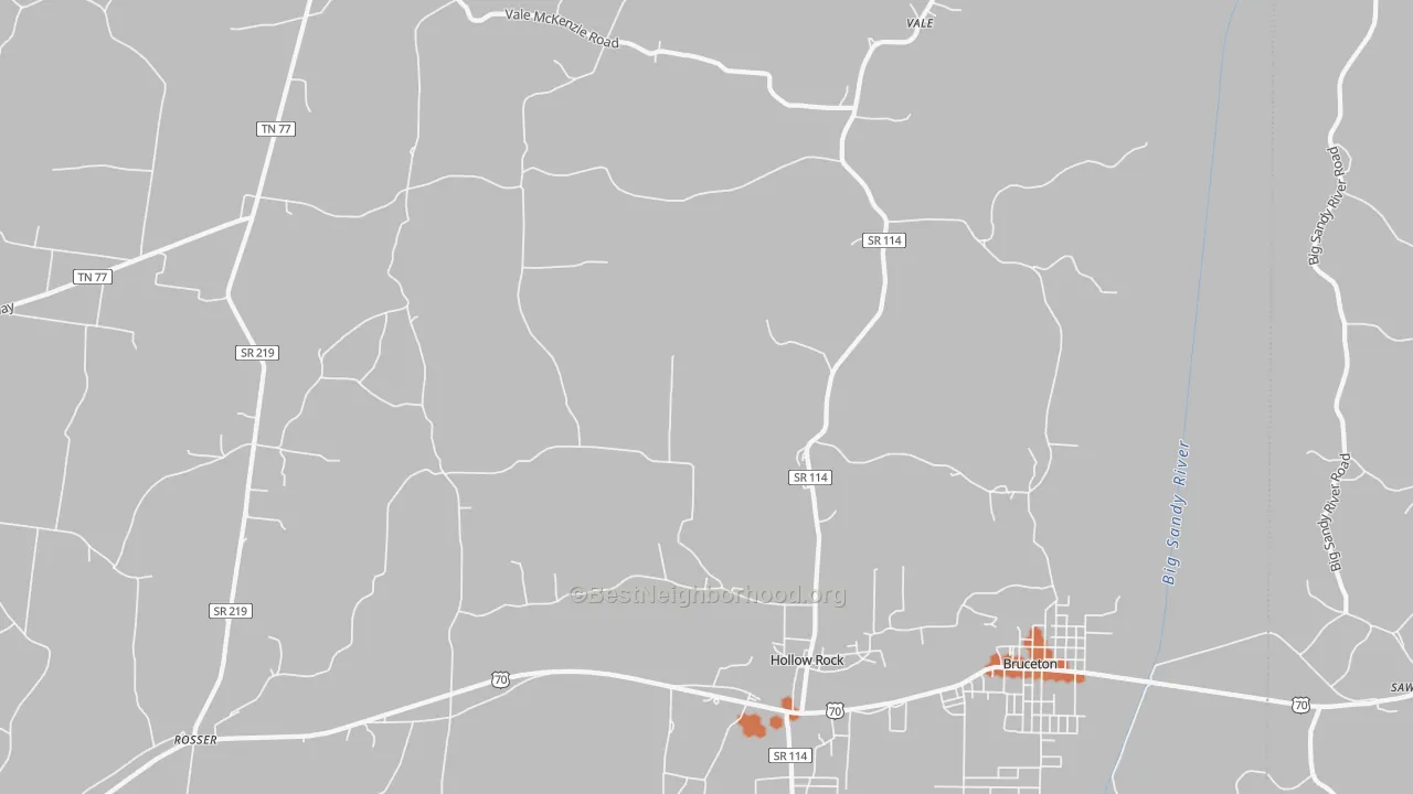 Bike Grade map of 38342, TN