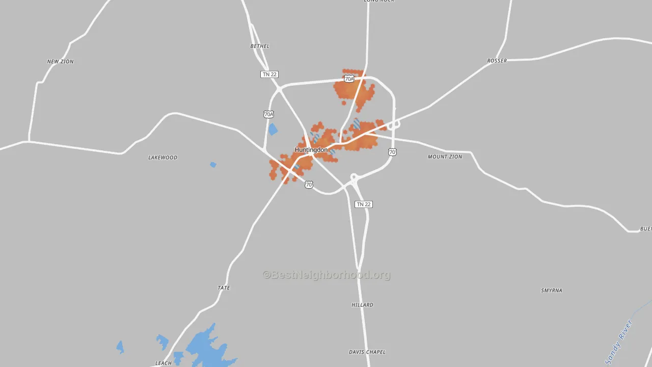 Bike Grade map of 38344, TN