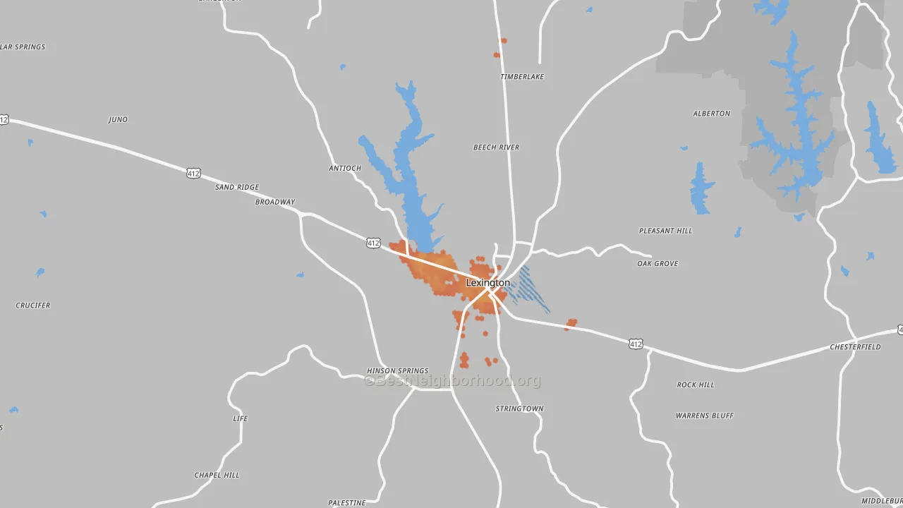 Bike Grade map of 38351, TN