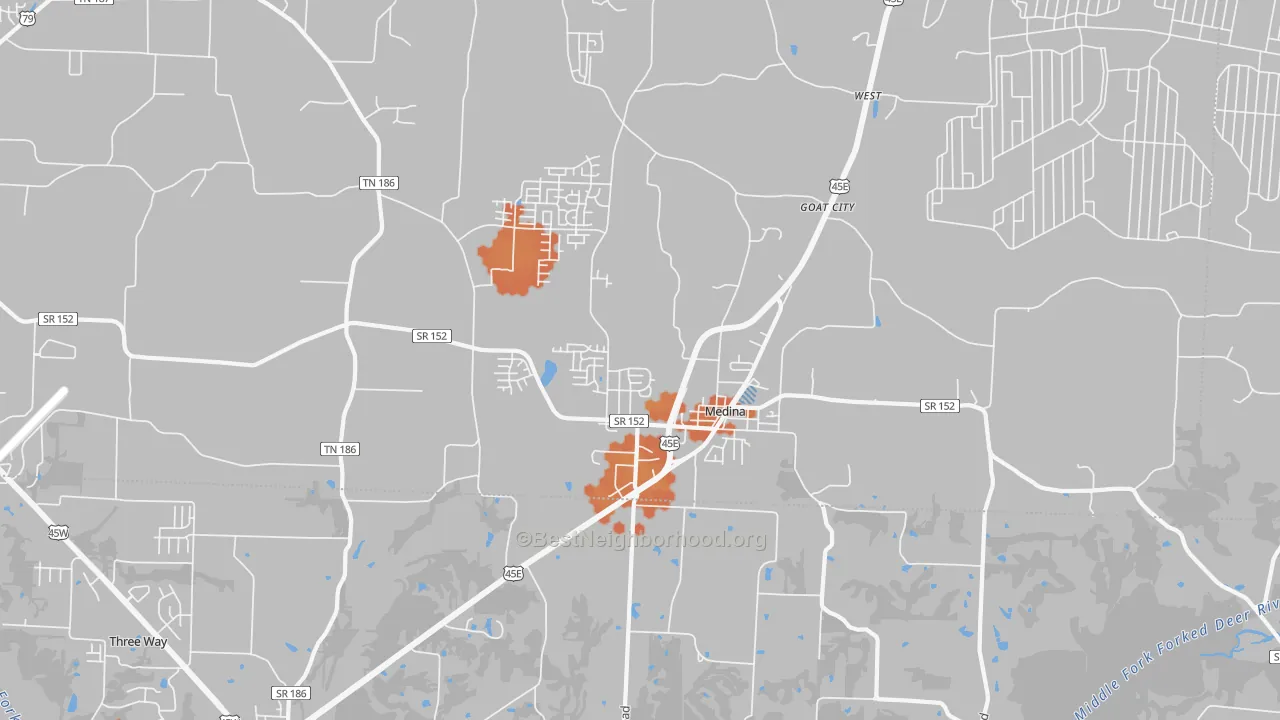 Bike Grade map of 38355, TN