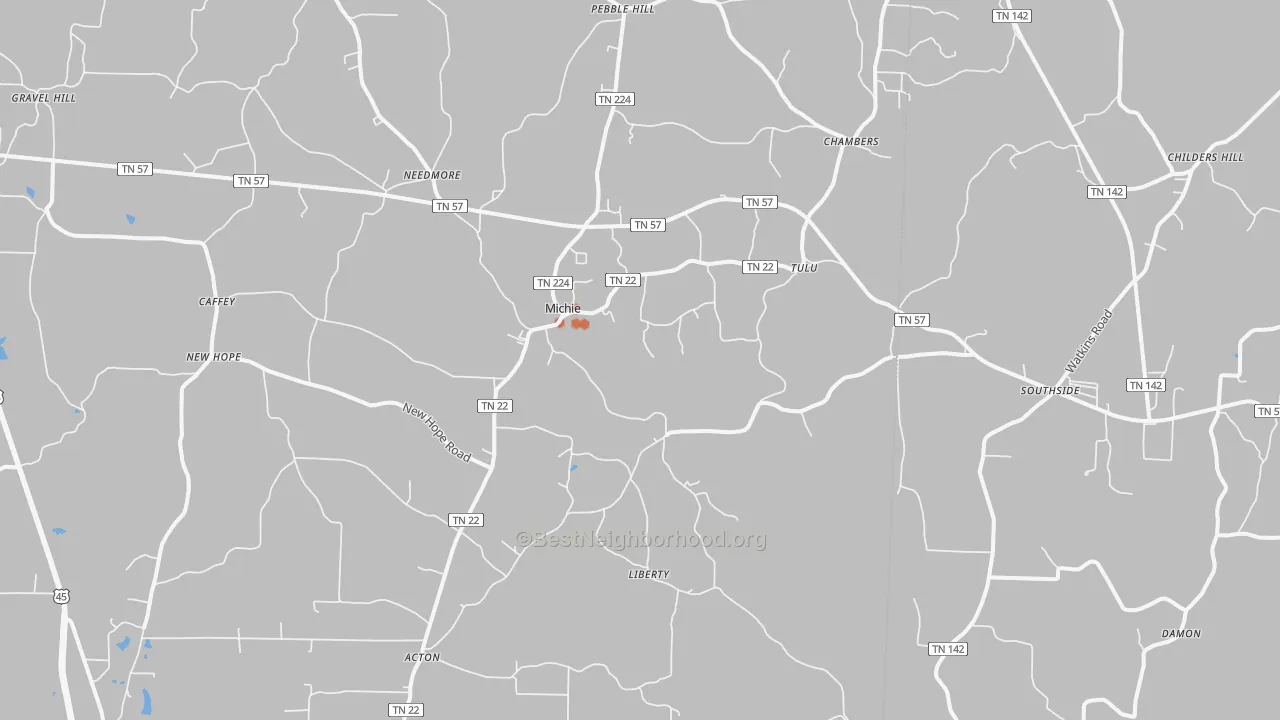 Bike Grade map of 38357, TN