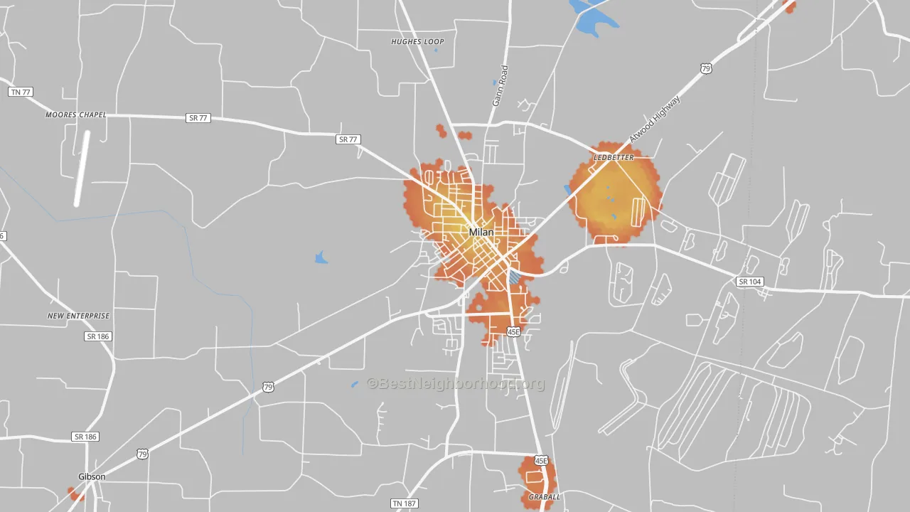 Bike Grade map of 38358, TN